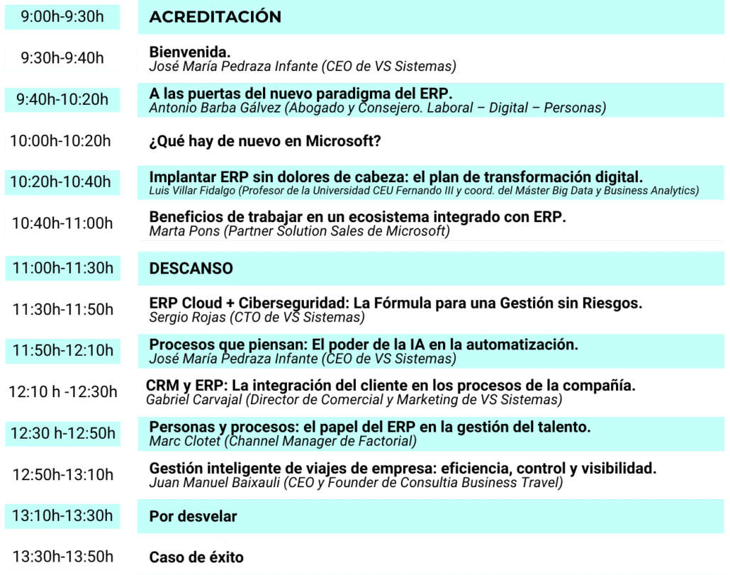 Agenda Evento Sevilla ERP Innovate Congress