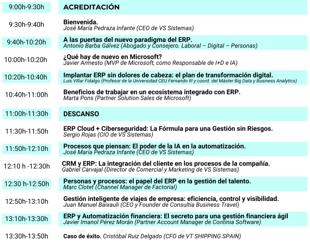 Agenda Evento Sevilla ERP Innovate Congress
